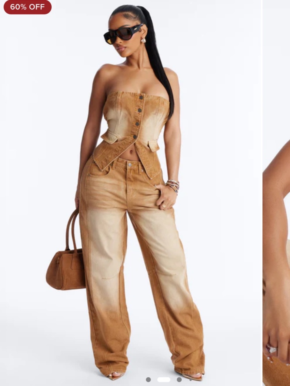 Fashion Nova khaki denim top & bottom set